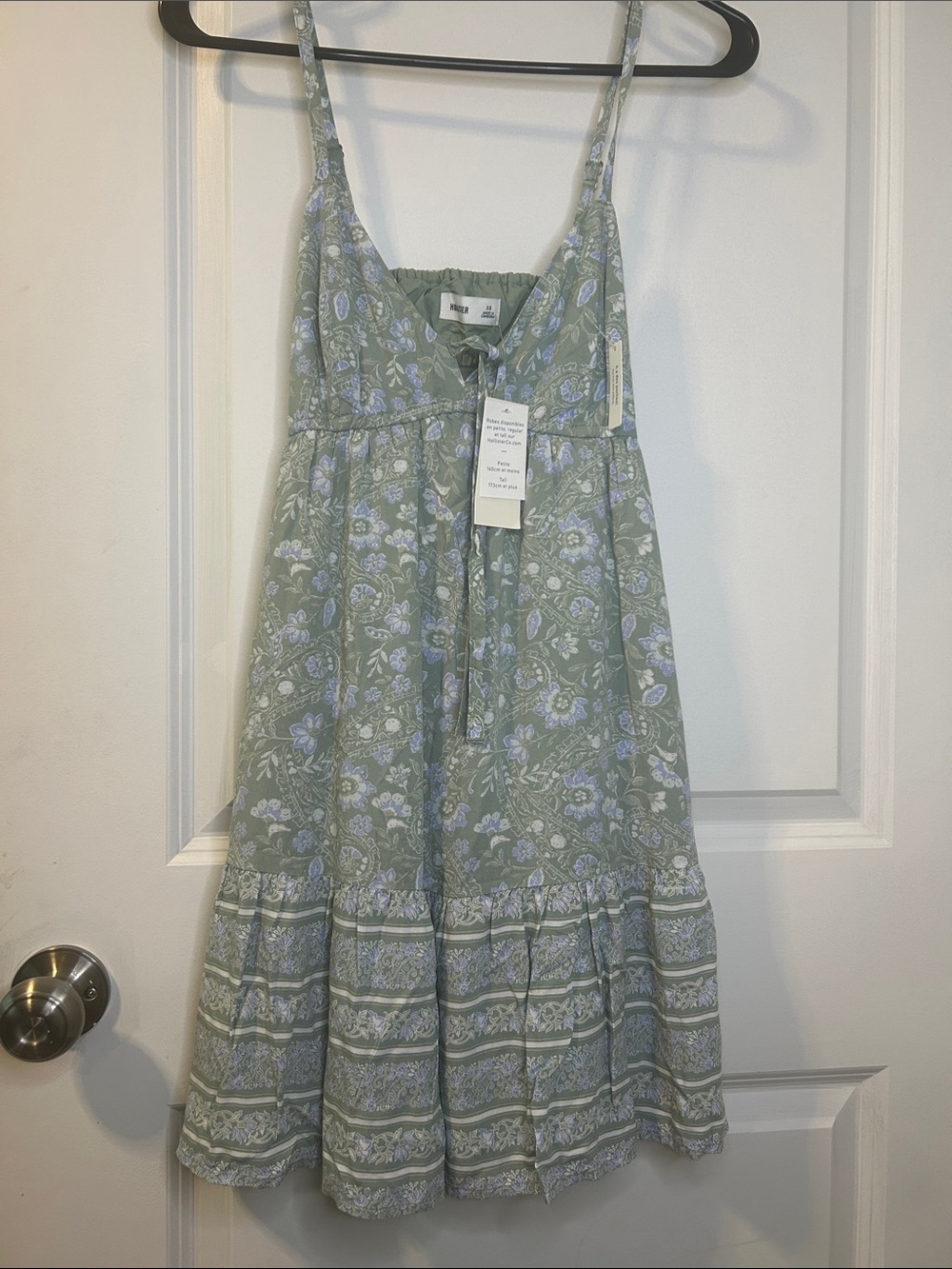 Hollister Light Sage Green Floral Midi Dress with Lavender Prints